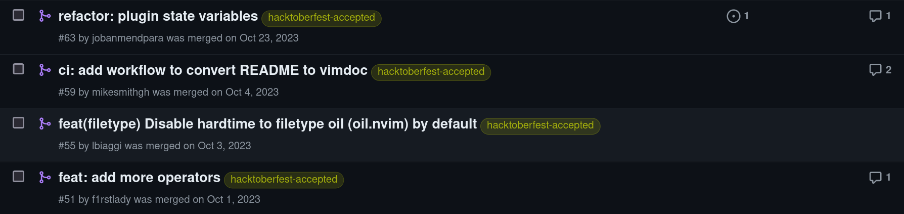 Hacktoberfest pull requests